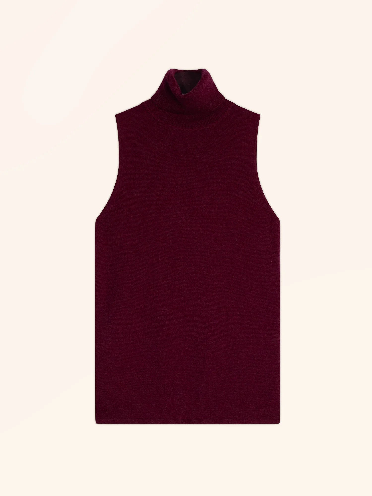 VIOLET pull col roulé sans manches bordeaux