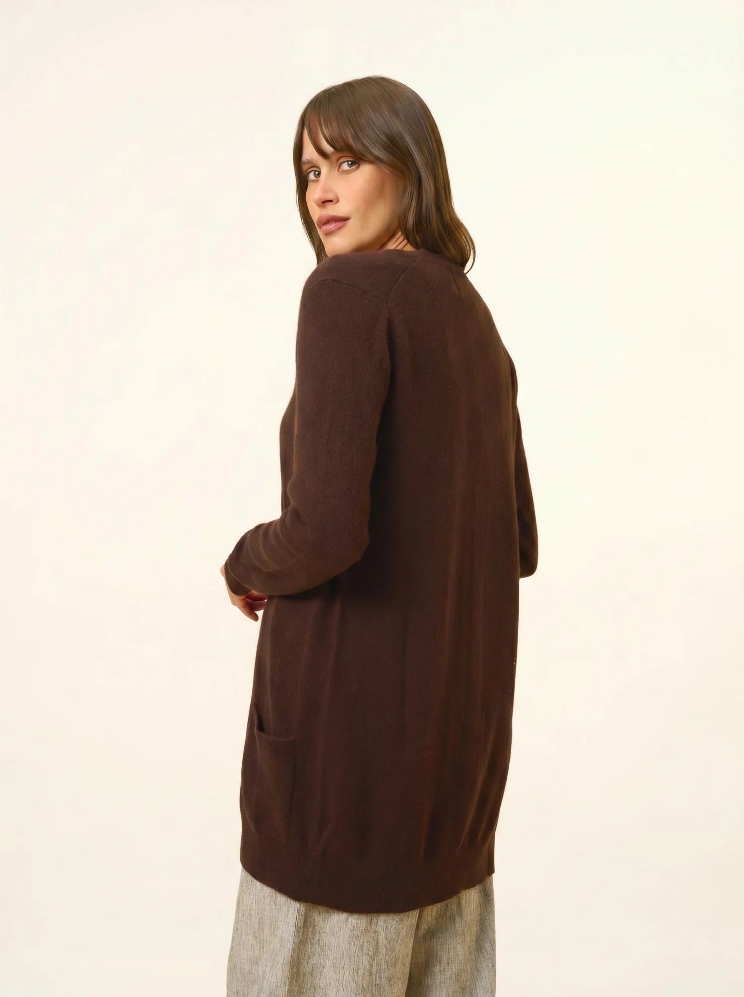 TOMMIE strickjacke v-ausschnitt choco