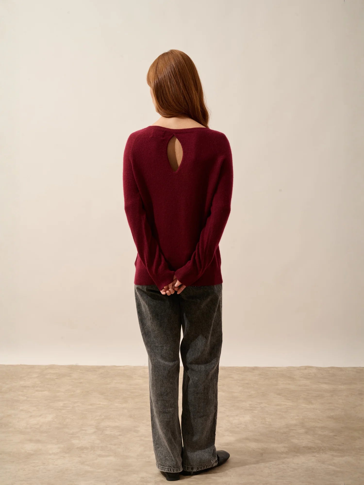 ABIGAILE pullover u-boot-ausschnitt tropfen hinten bordeaux