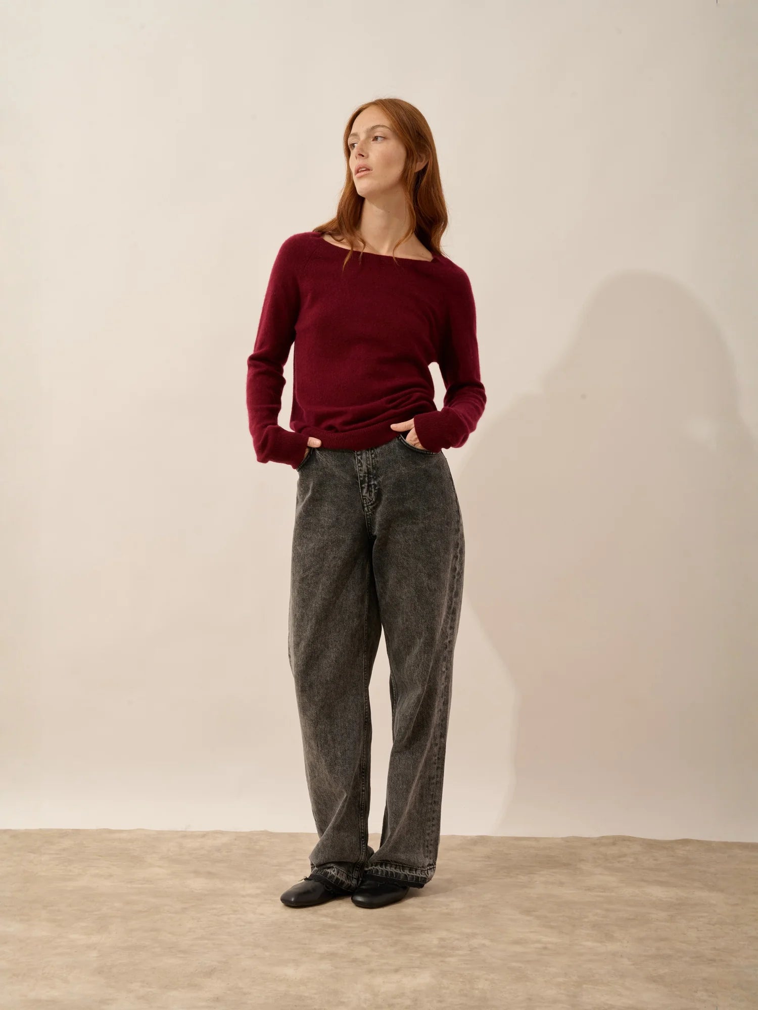 ABIGAILE pullover u-boot-ausschnitt tropfen hinten bordeaux