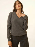 NORA pullover v-ausschnitt anthrazit meliert