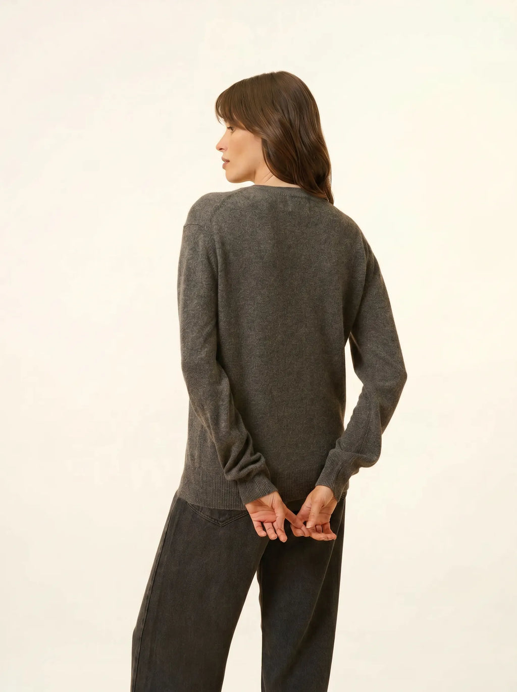 NORA pullover v-ausschnitt anthrazit meliert