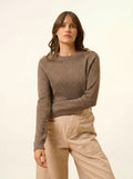 JANE pullover rundhalsausschnitt taupe meliert
