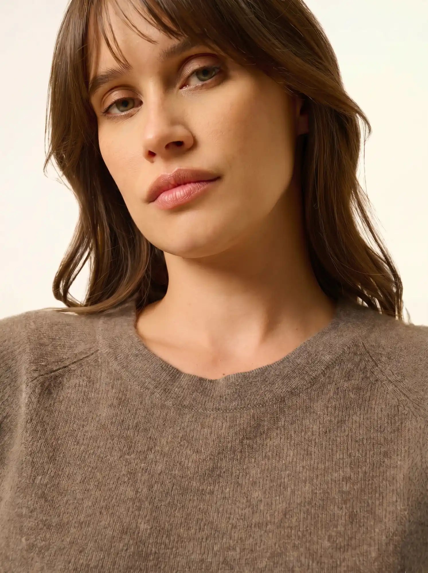 JANE pullover rundhalsausschnitt taupe meliert