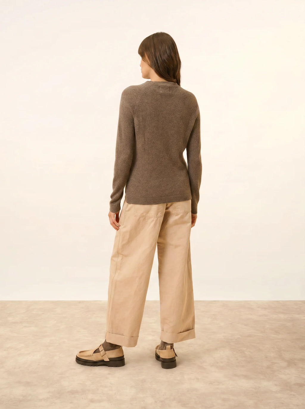 JANE pullover rundhalsausschnitt taupe meliert
