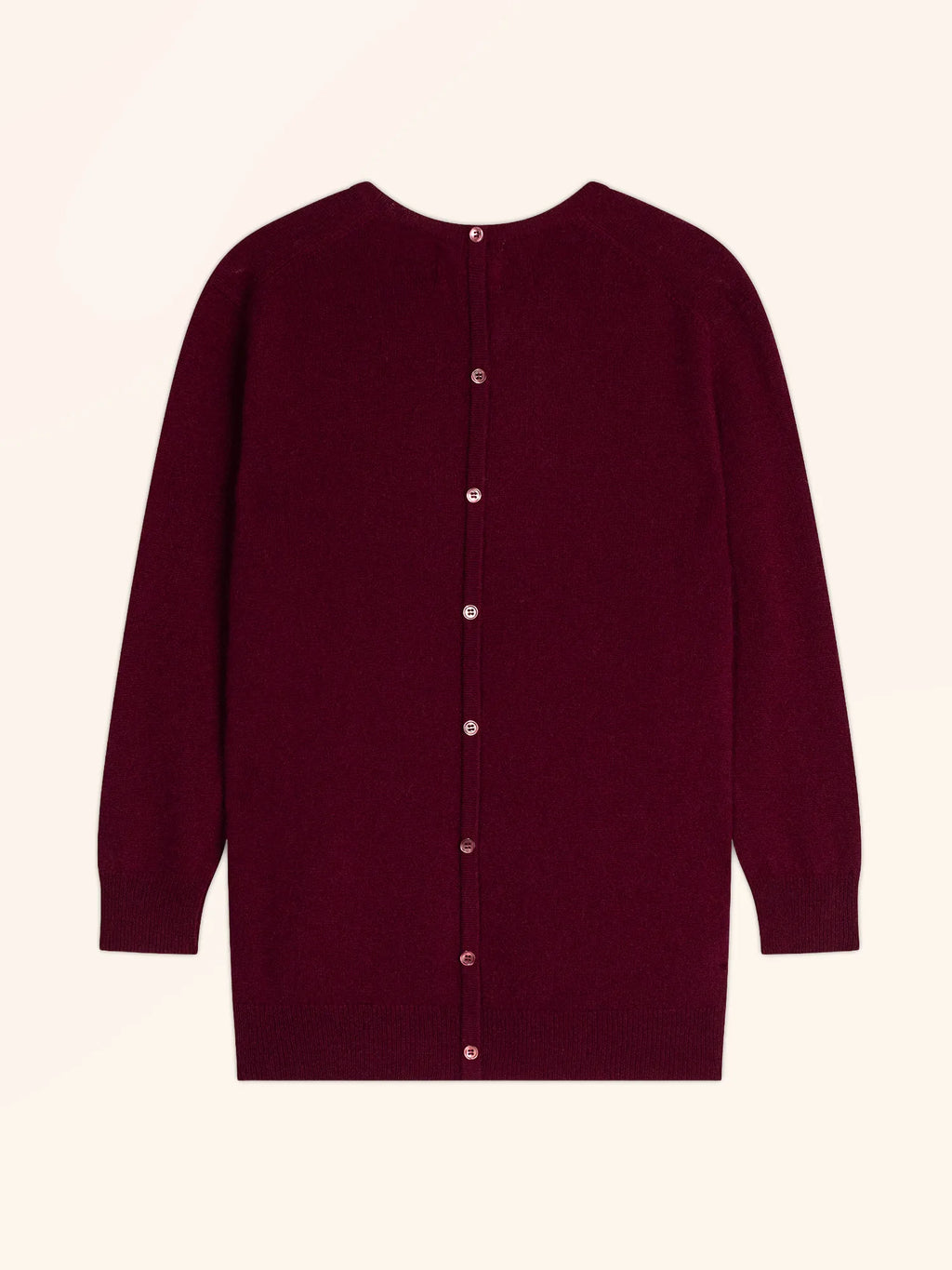 JANICE pullover rundhalsausschnitt geknöpft hinten bordeaux