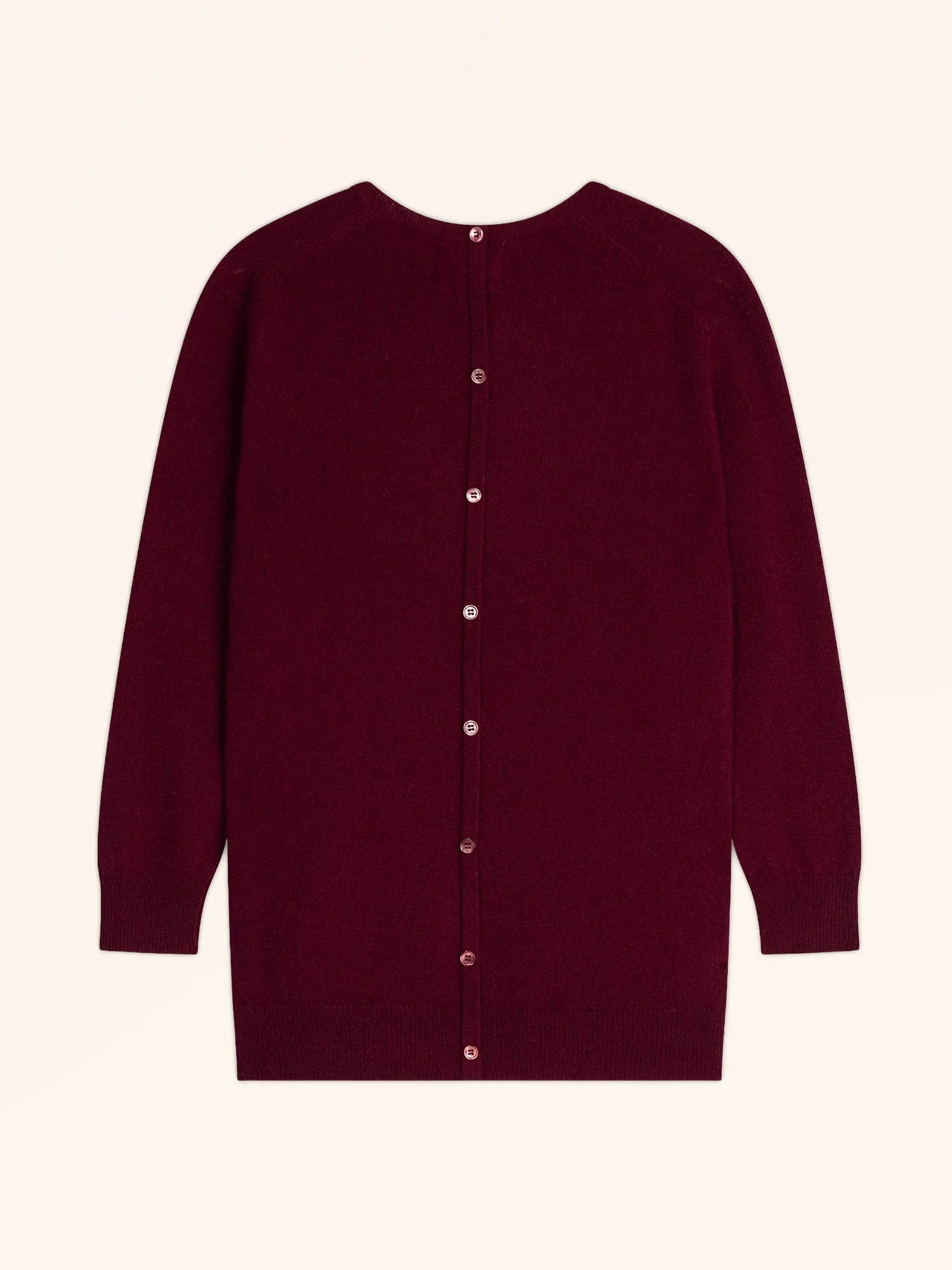 JANICE pullover rundhalsausschnitt geknöpft hinten bordeaux