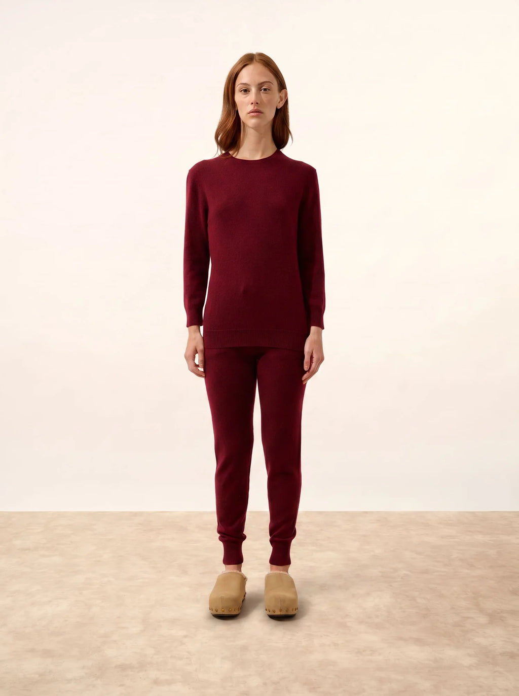 JANICE pullover rundhalsausschnitt geknöpft hinten bordeaux