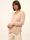 OPAL pullover v-ausschnitt vorne und hinten sand