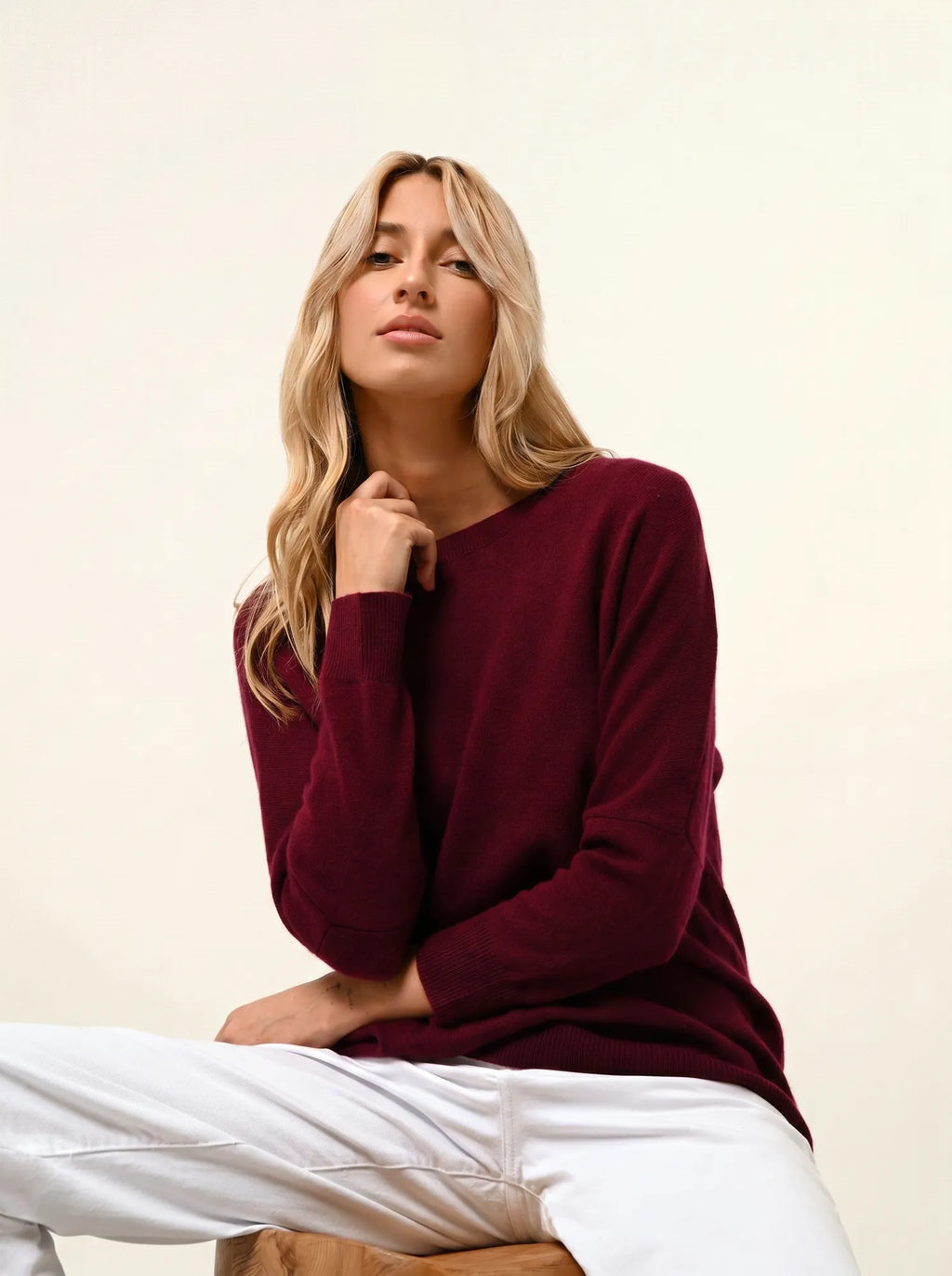REBECCA pull chauve souris bordeaux