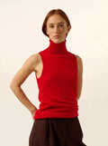 VIOLET pullover rollkragen ärmellos rot