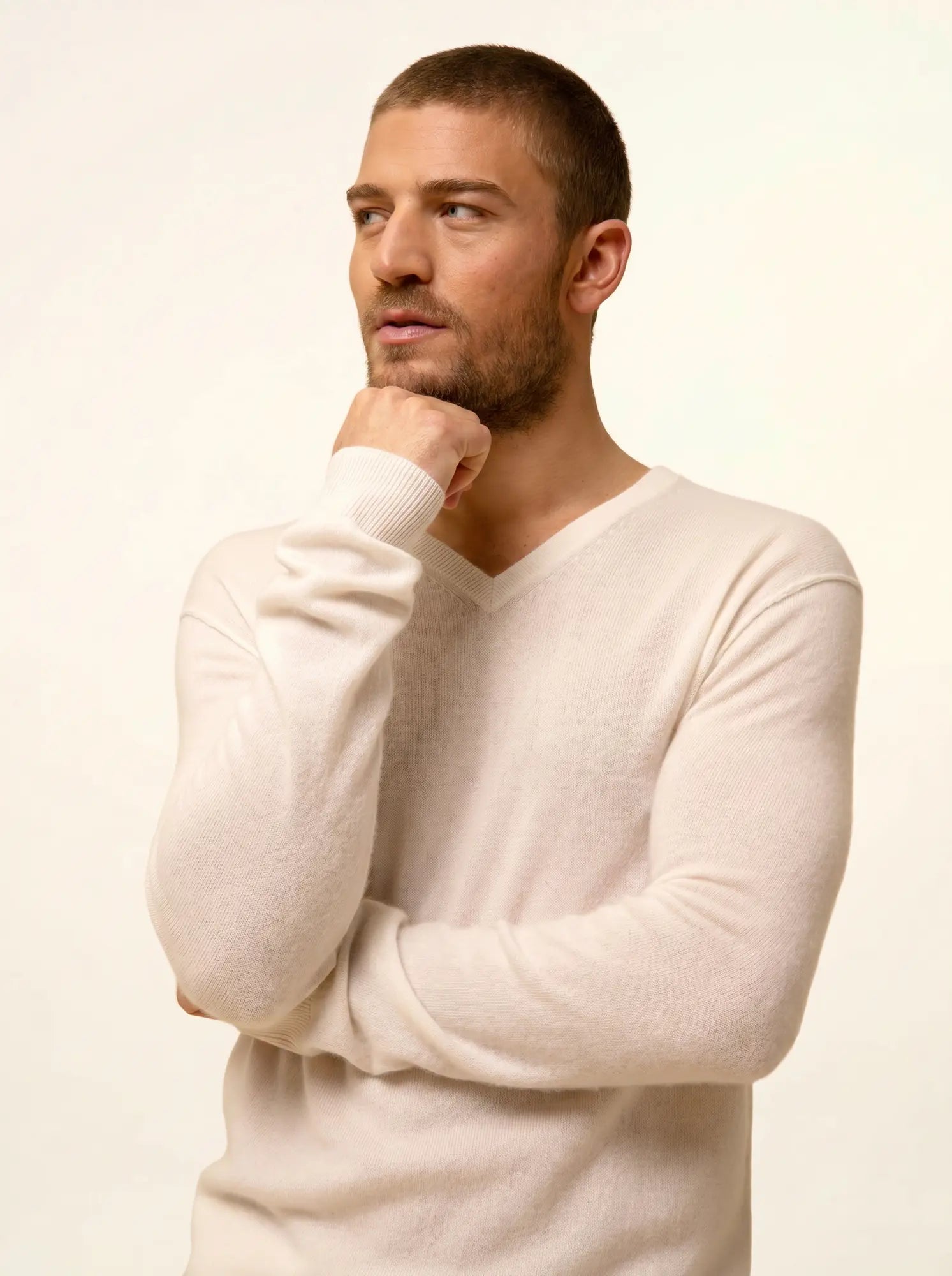 TOM pullover v-ausschnitt elfenbein