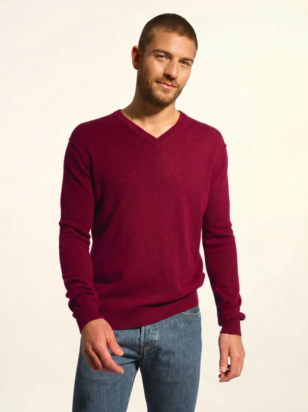 TOM pullover v-ausschnitt bordeaux