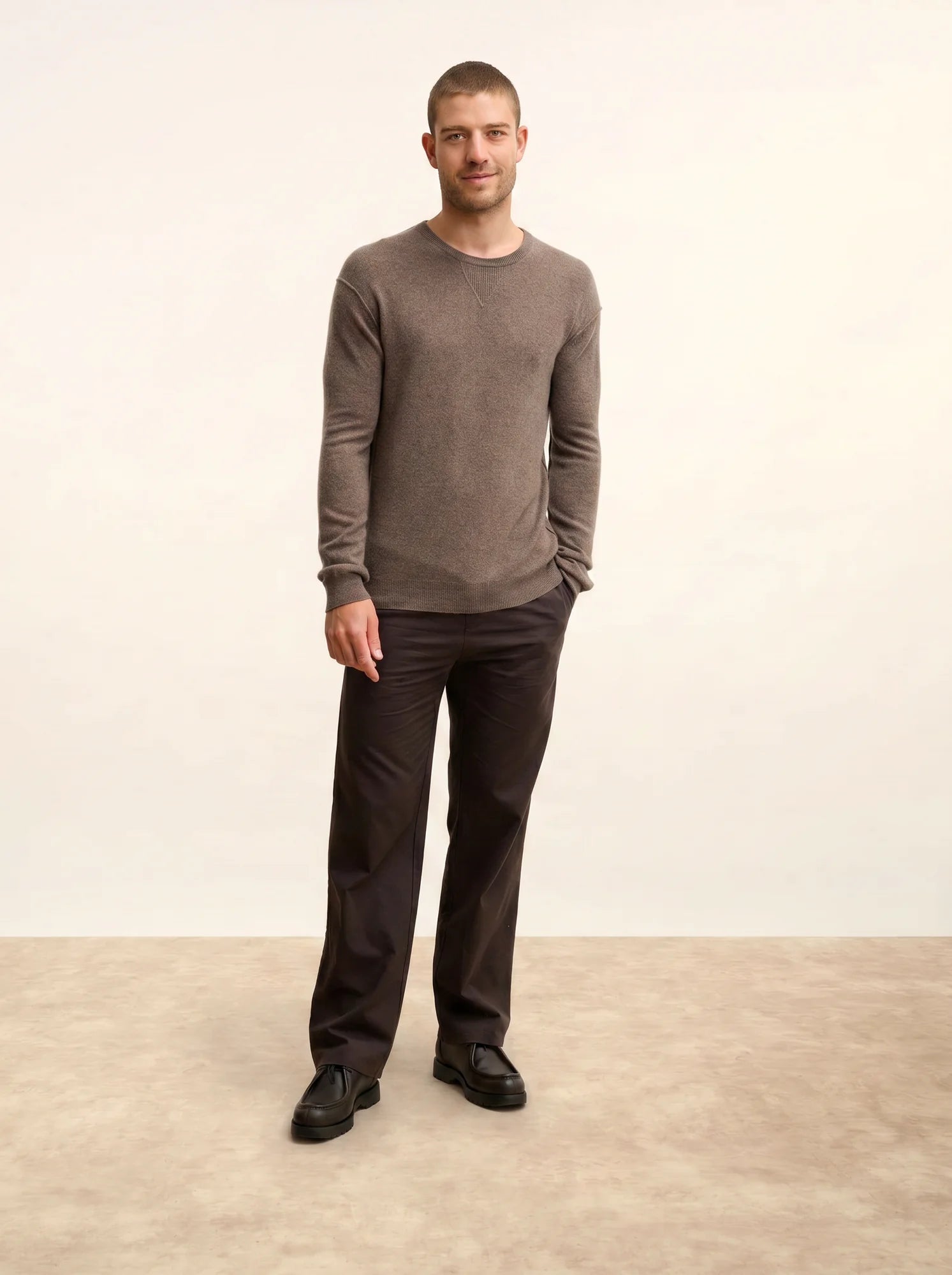 NOE pull col rond taupe chiné