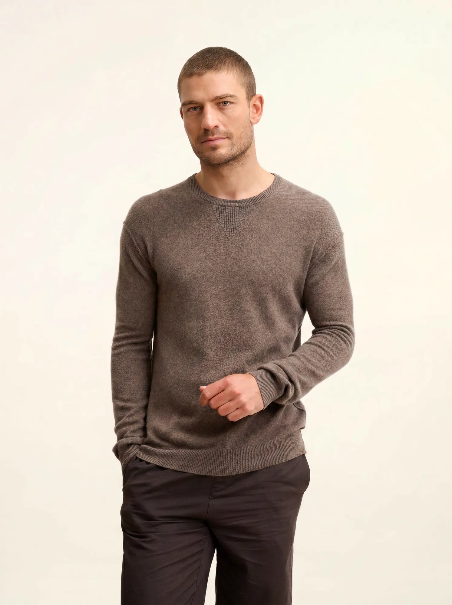NOE pull col rond taupe chiné