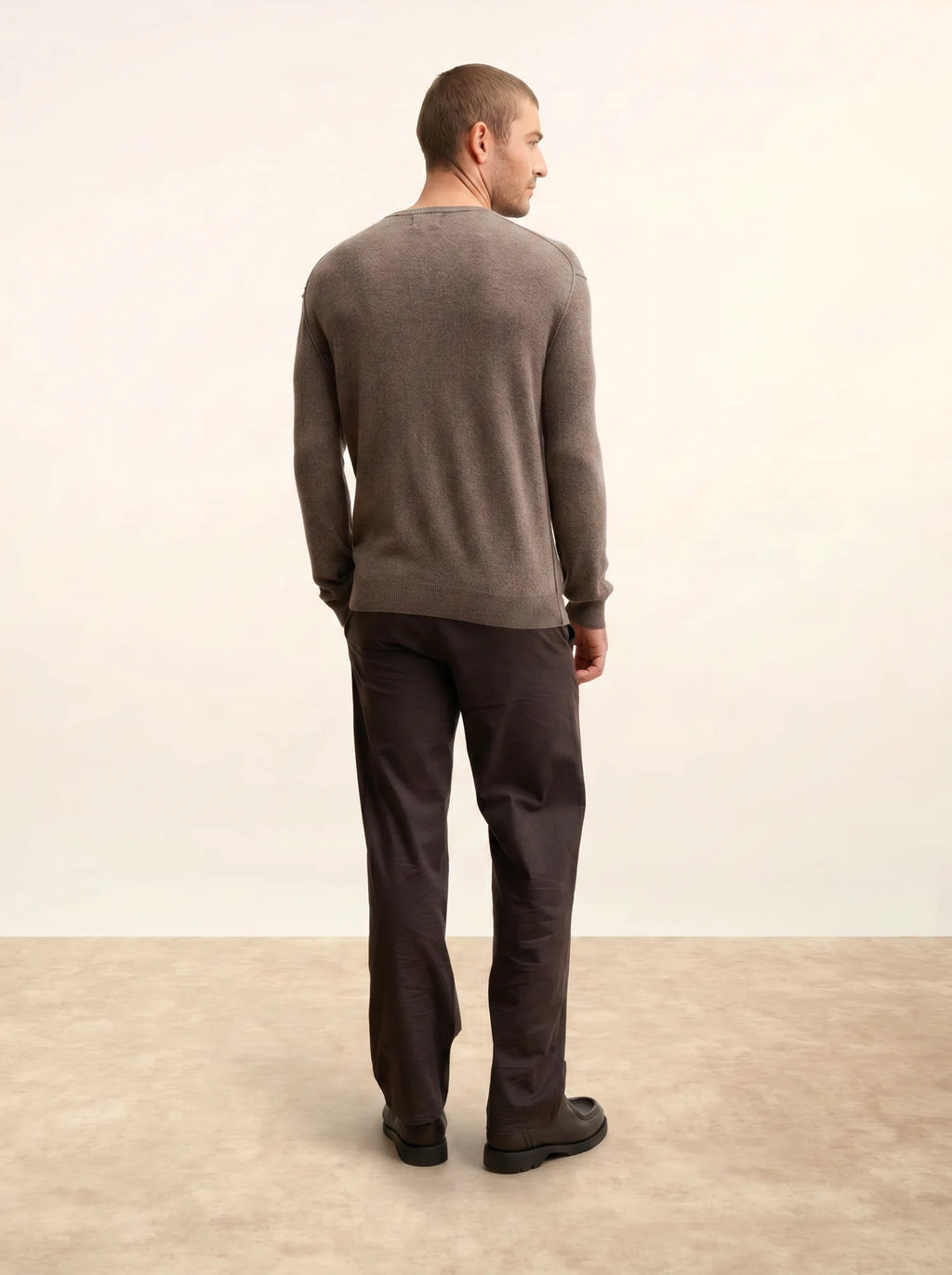 NOE pull col rond taupe chiné