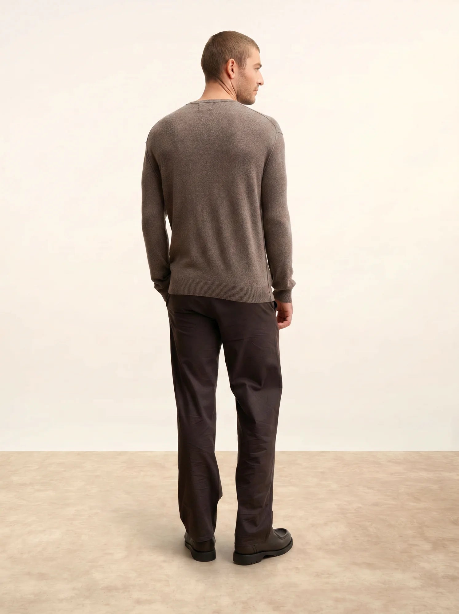 NOE pull col rond taupe chiné