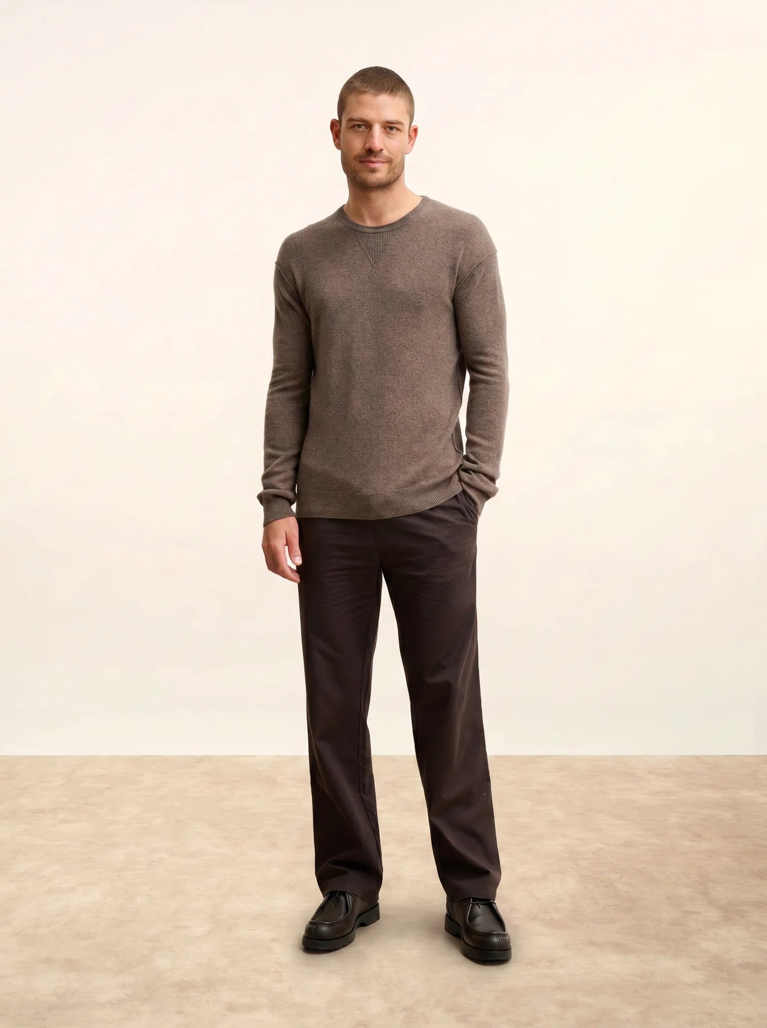 NOE pull col rond taupe chiné