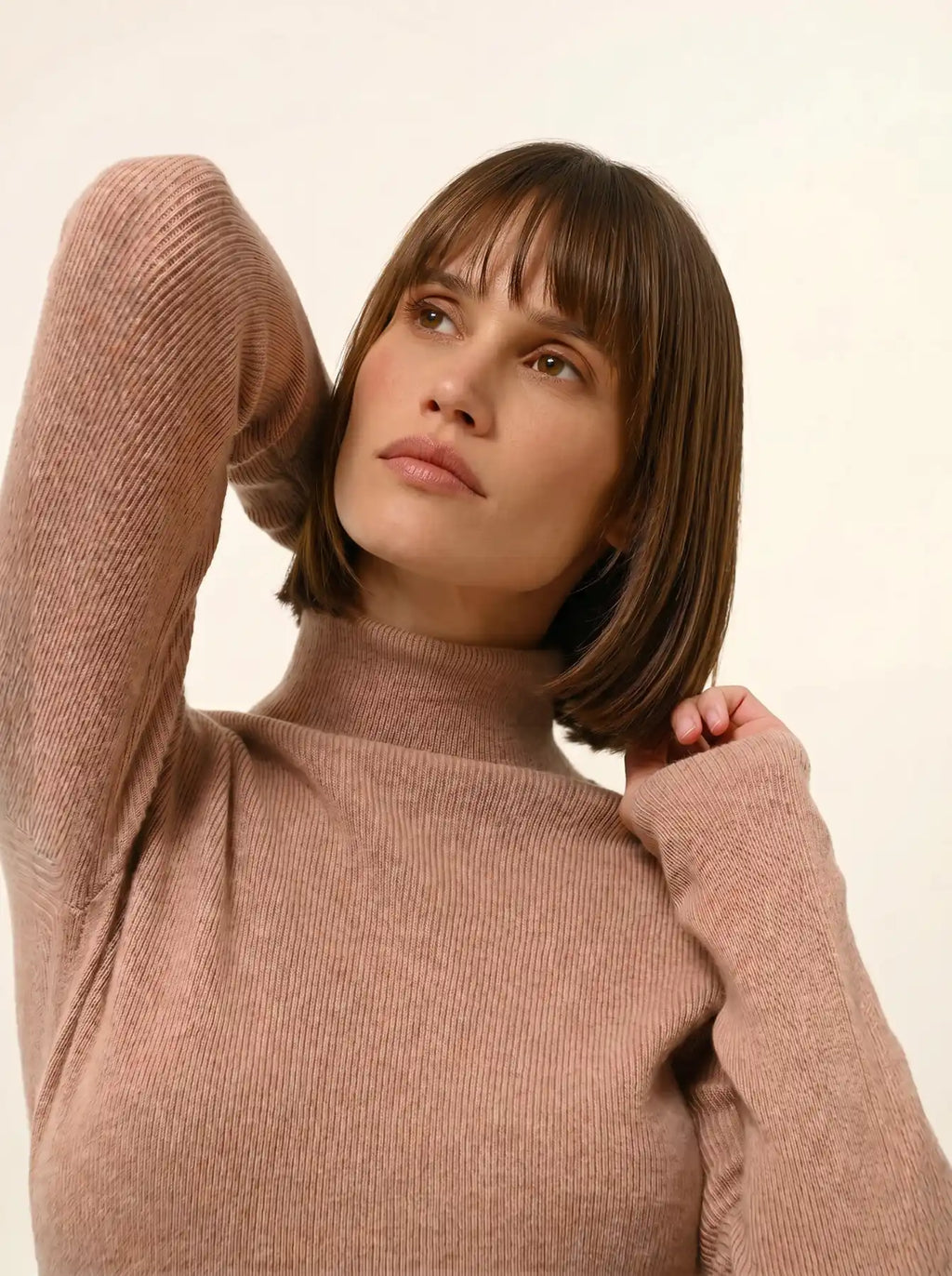 LANAIS pullover rollkragen camel meliert