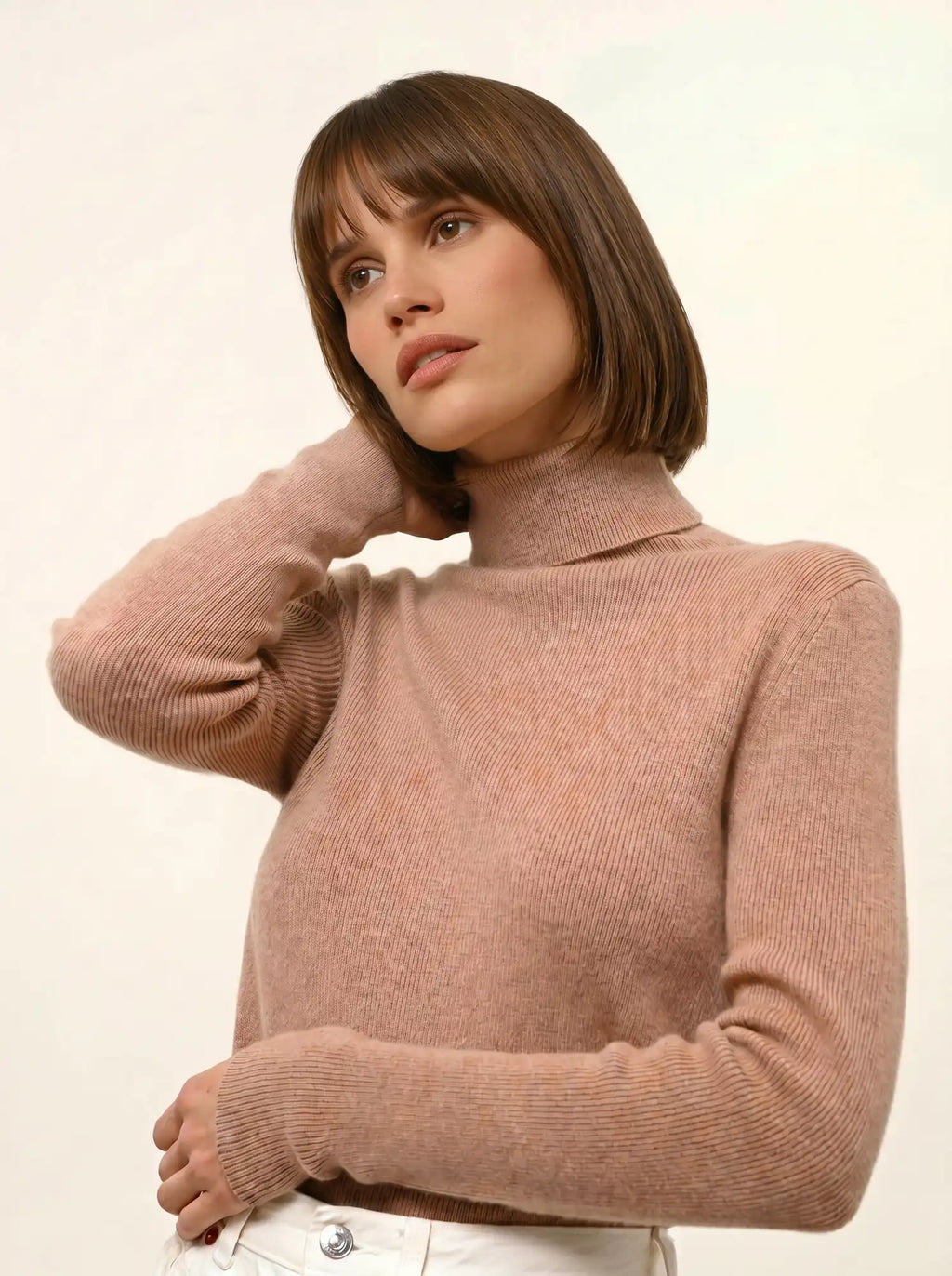 LANAIS pullover rollkragen camel meliert