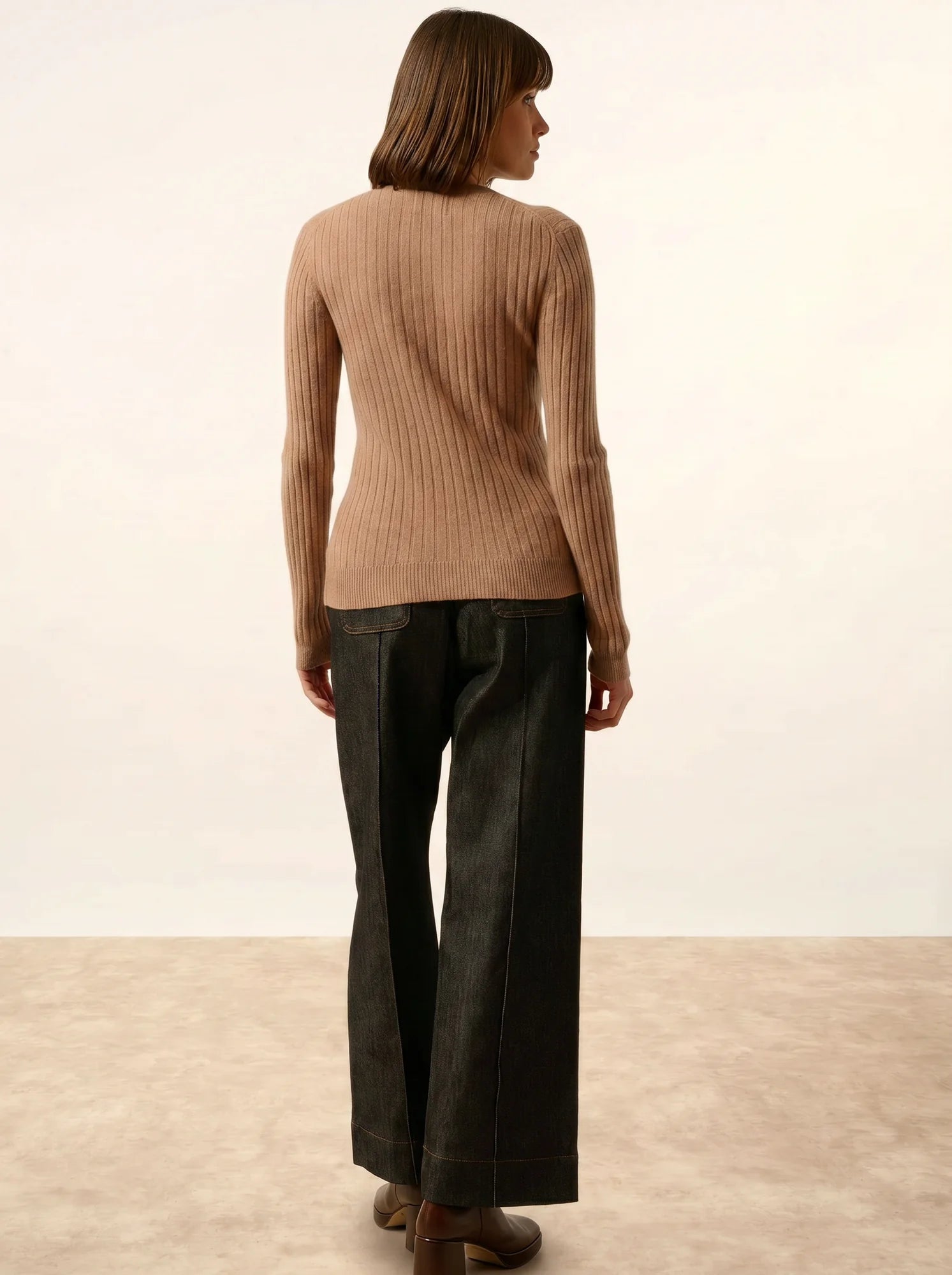 AVANA pullover rundhalsausschnitt camel meliert
