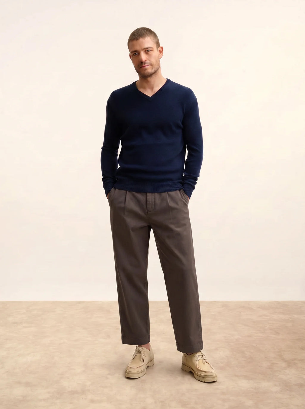 NATHAN pullover v-ausschnitt 4-fädig marineblau