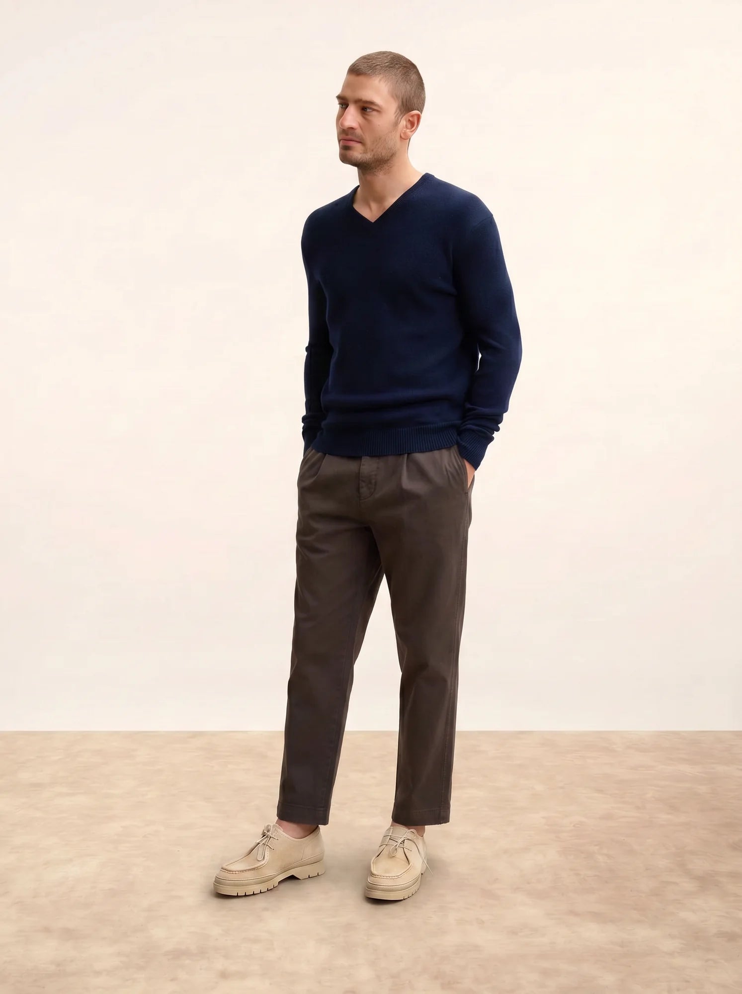 NATHAN pullover v-ausschnitt 4-fädig marineblau