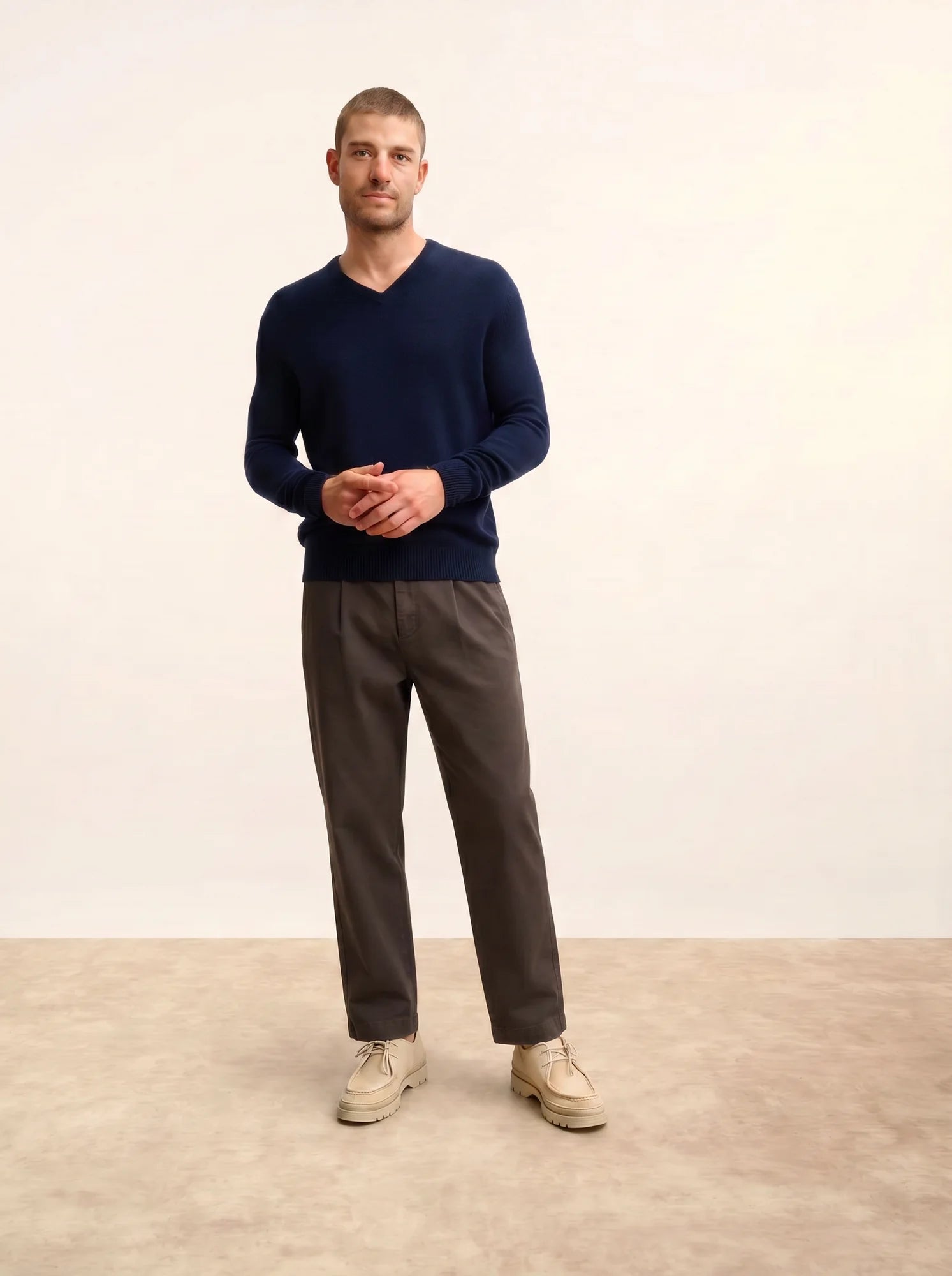 NATHAN pullover v-ausschnitt 4-fädig marineblau