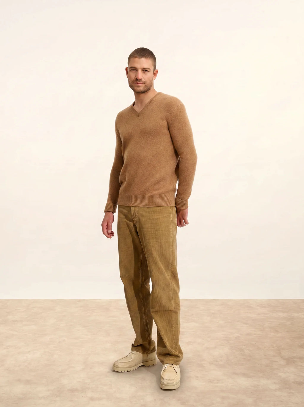NATHAN pullover v-ausschnitt 4-fädig noisette