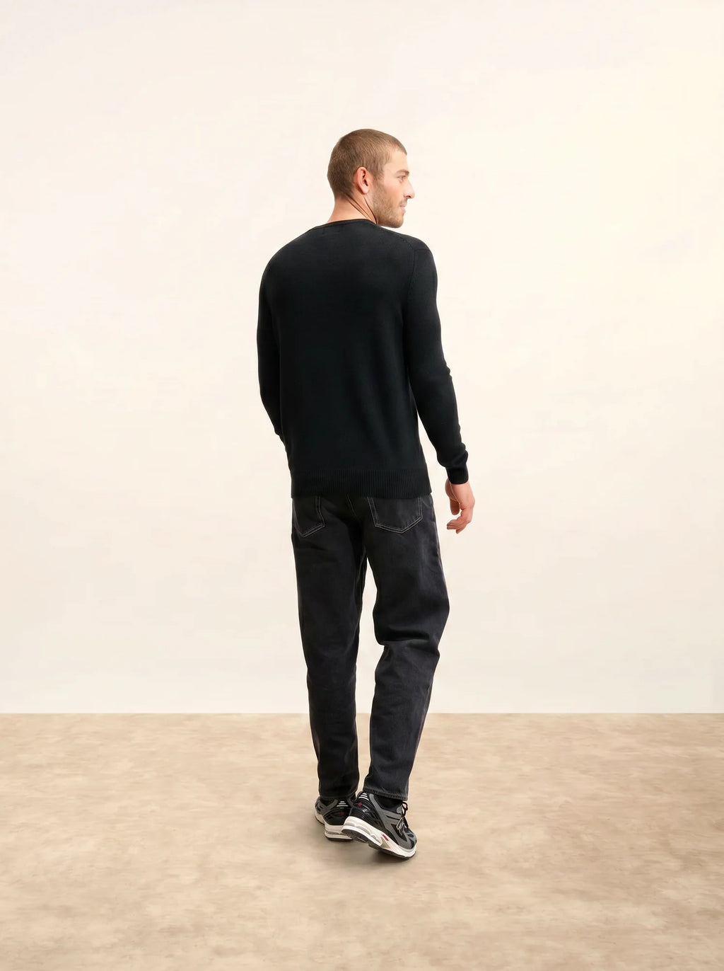 NATHAN pullover v-ausschnitt 4-fädig schwarz