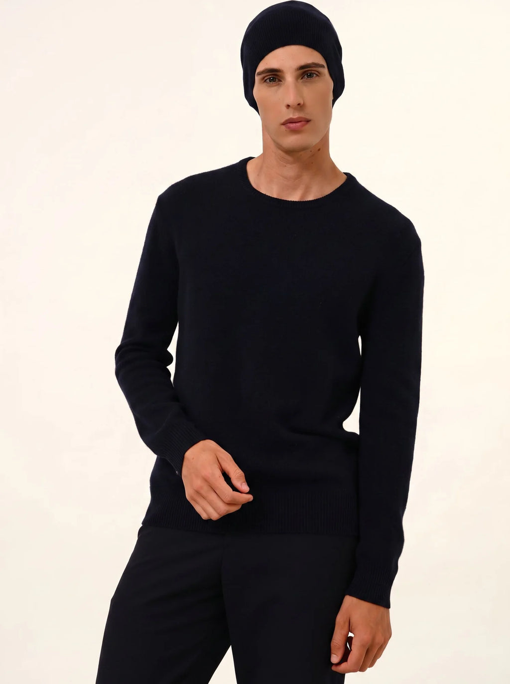 GABIN pull col rond 4 fils bleu marine