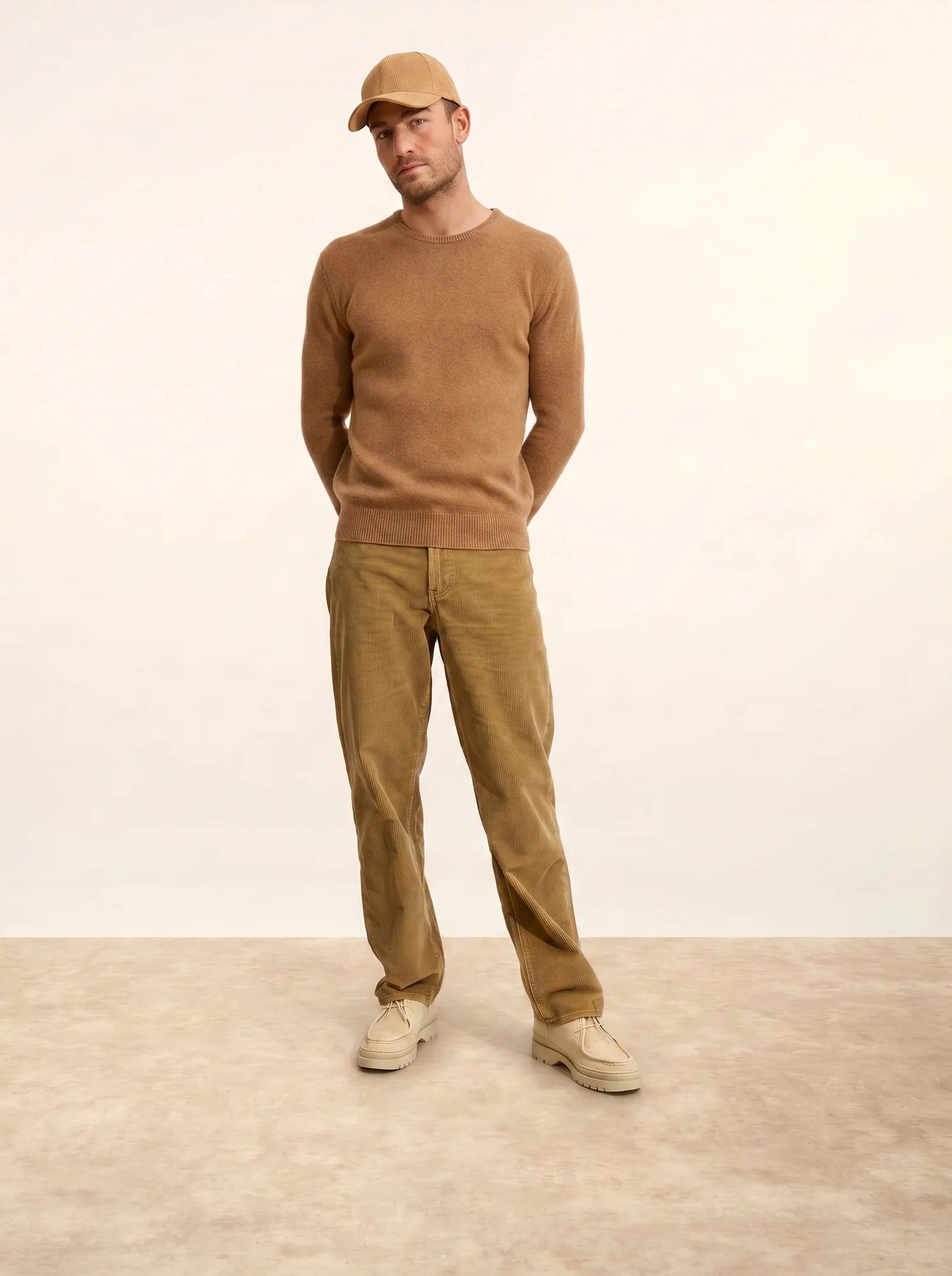 GABIN pullover rundhalsausschnitt 4-fädig noisette
