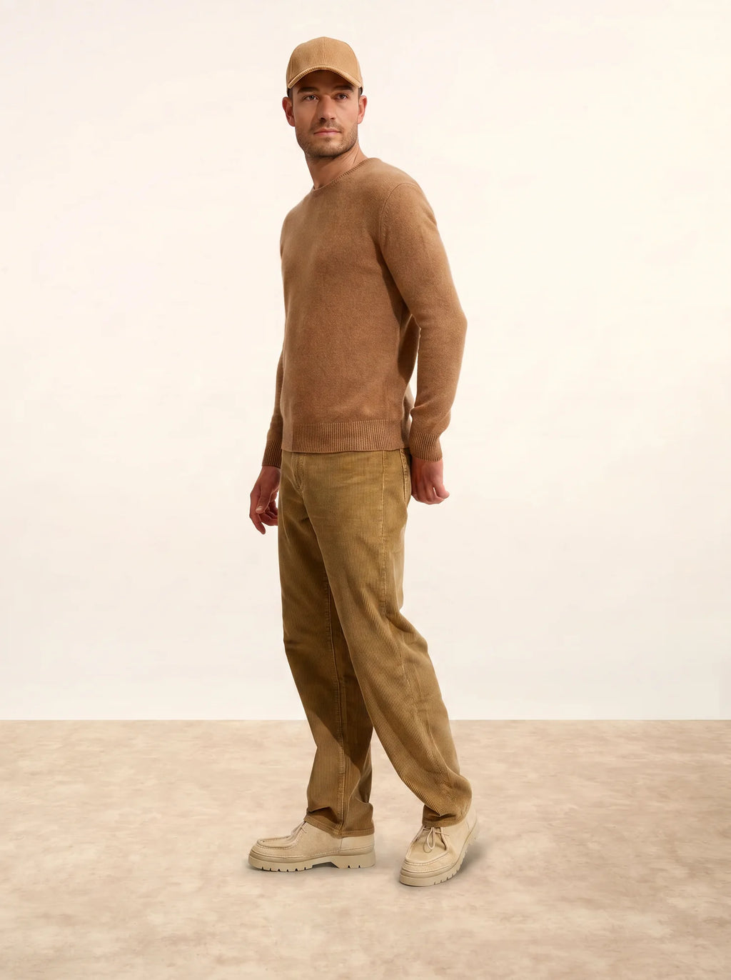 GABIN pull col rond 4 fils noisette