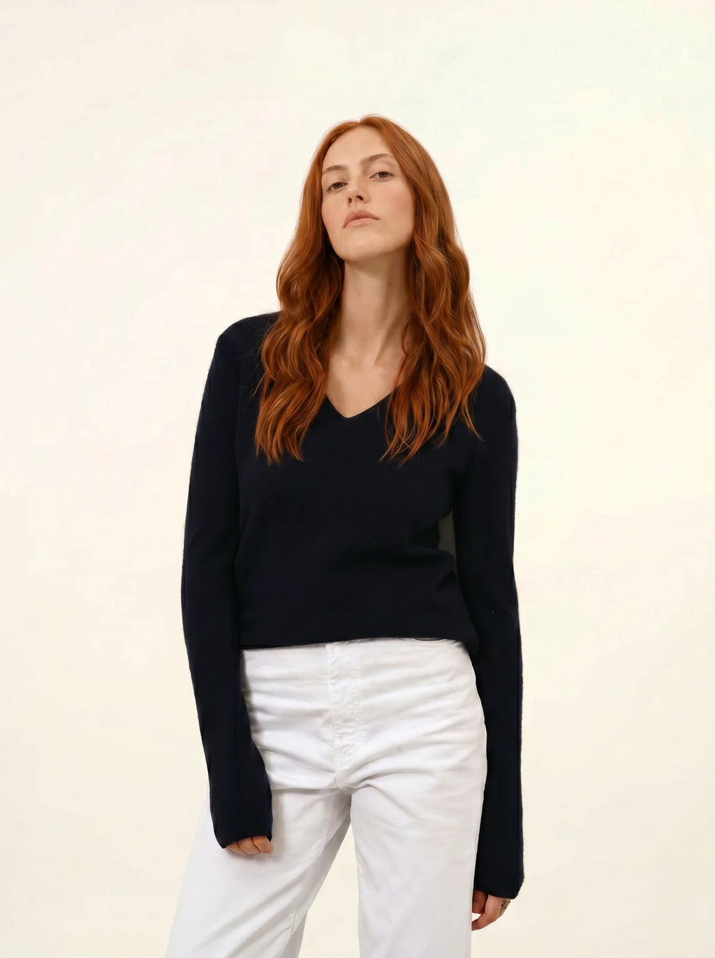 ABBY pullover v-ausschnitt 4-fädig marineblau