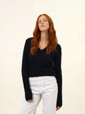 ABBY pullover v-ausschnitt 4-fädig marineblau