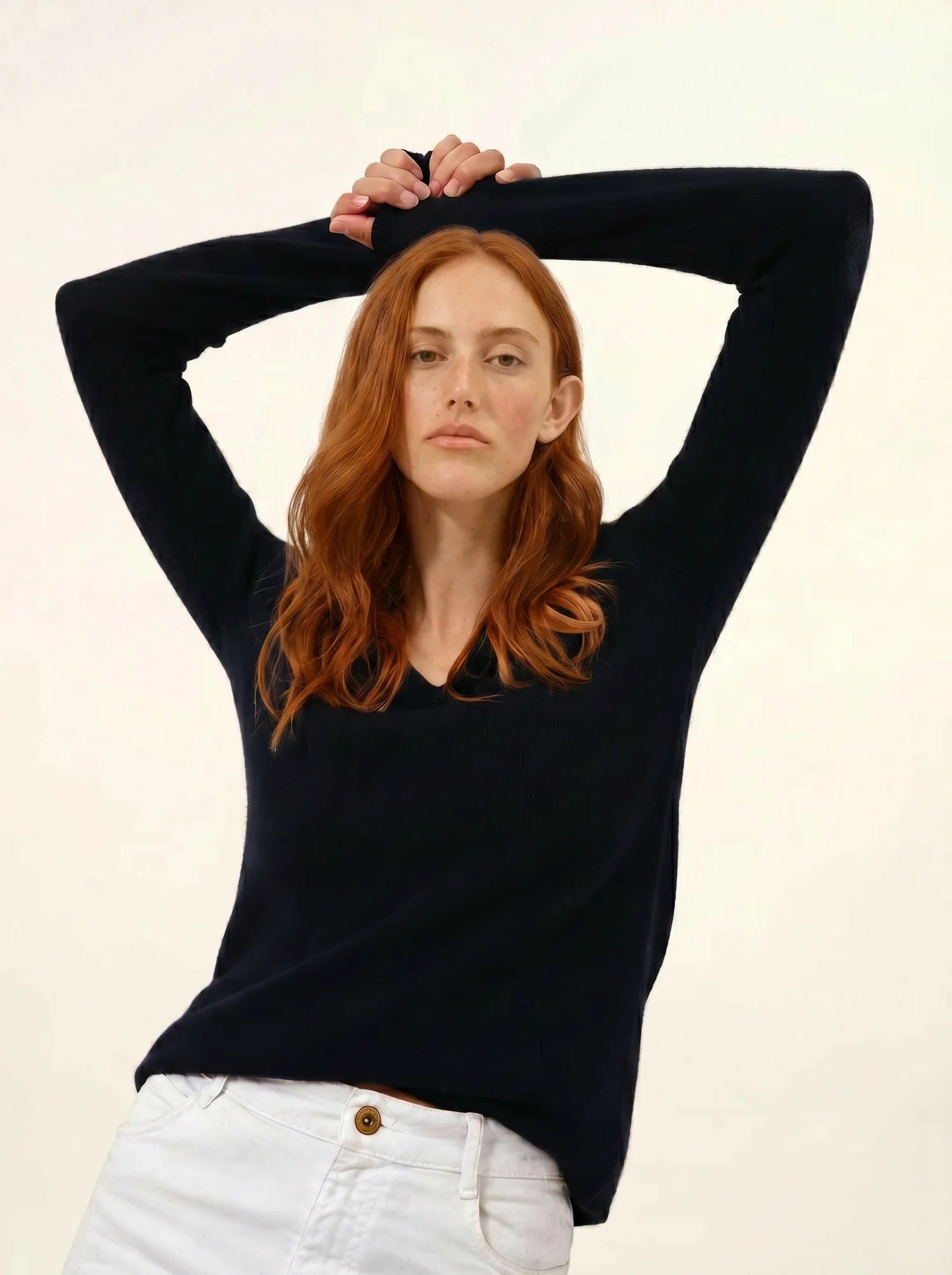 ABBY pullover v-ausschnitt 4-fädig marineblau
