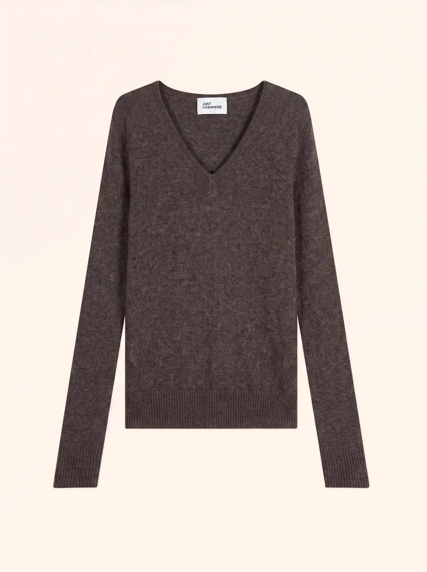 ABBY pullover v-ausschnitt 4-fädig taupe meliert