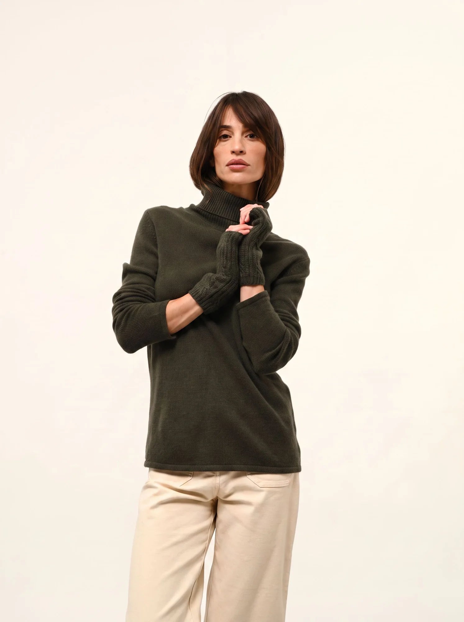 MATT pullover rollkragen 4-fädig khaki