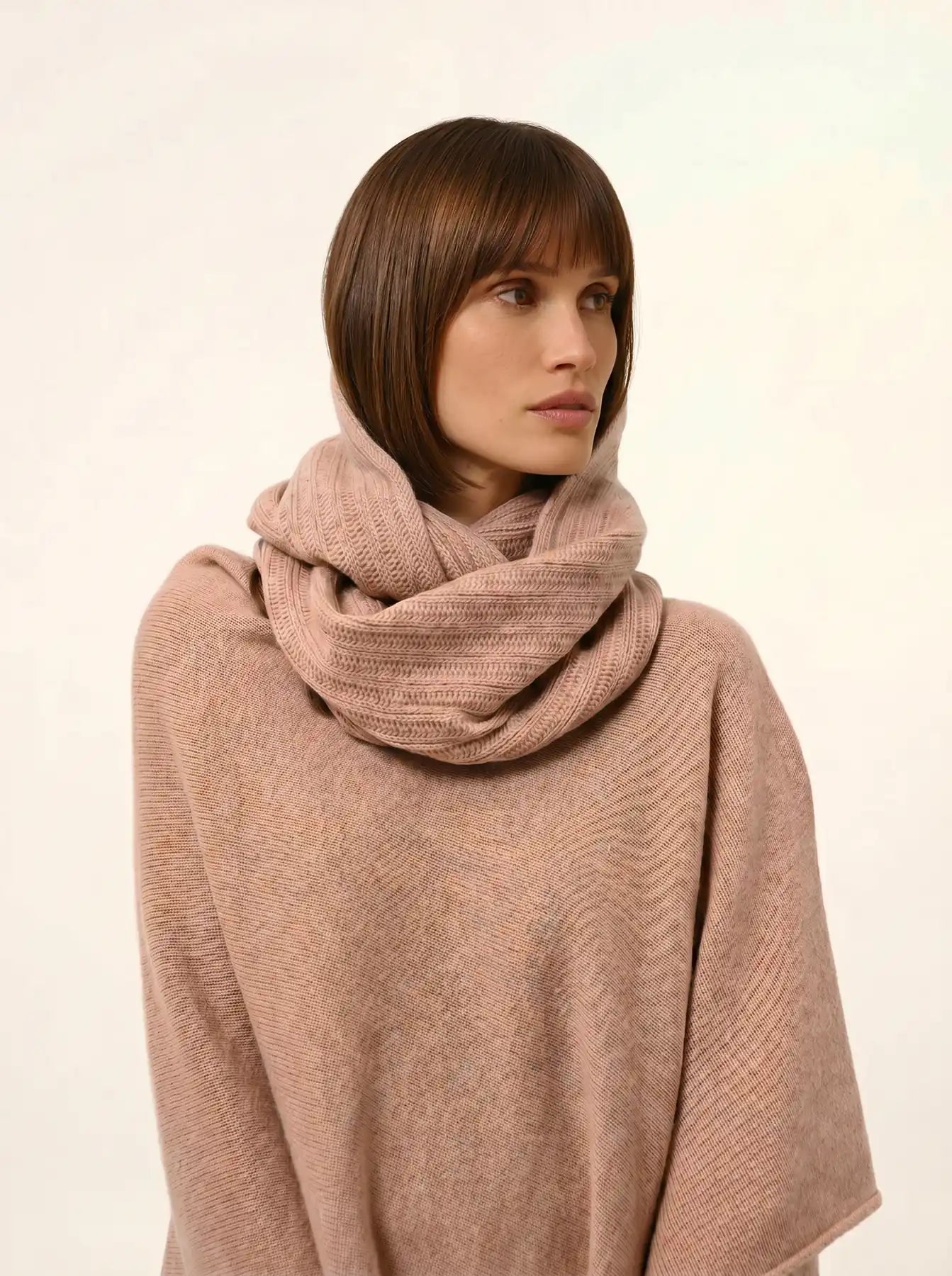 SALLY poncho 4-fädig camel meliert