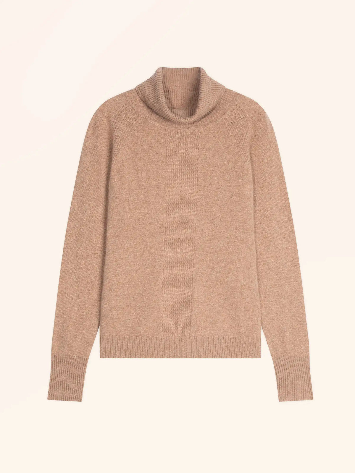 LILLY Pull Col Roulé Camel Chiné
