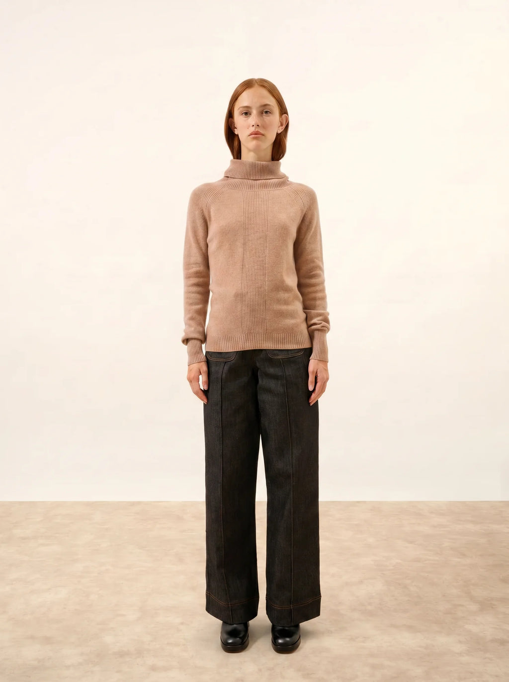 LILLY pullover rollkragen camel meliert
