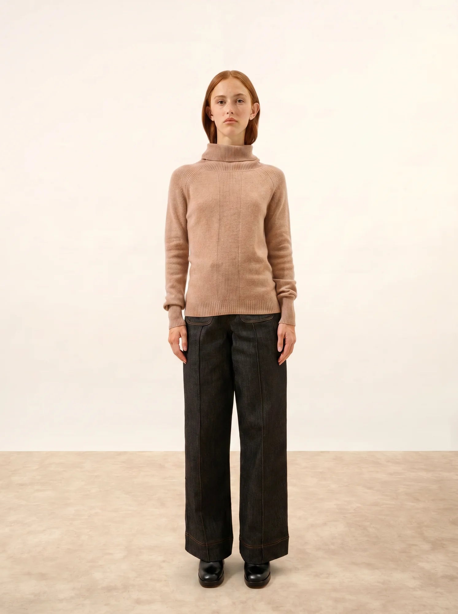 LILLY pullover rollkragen camel meliert
