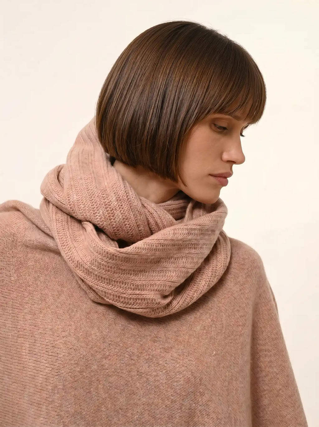 HUTTON tour de cou 4 fils camel chiné