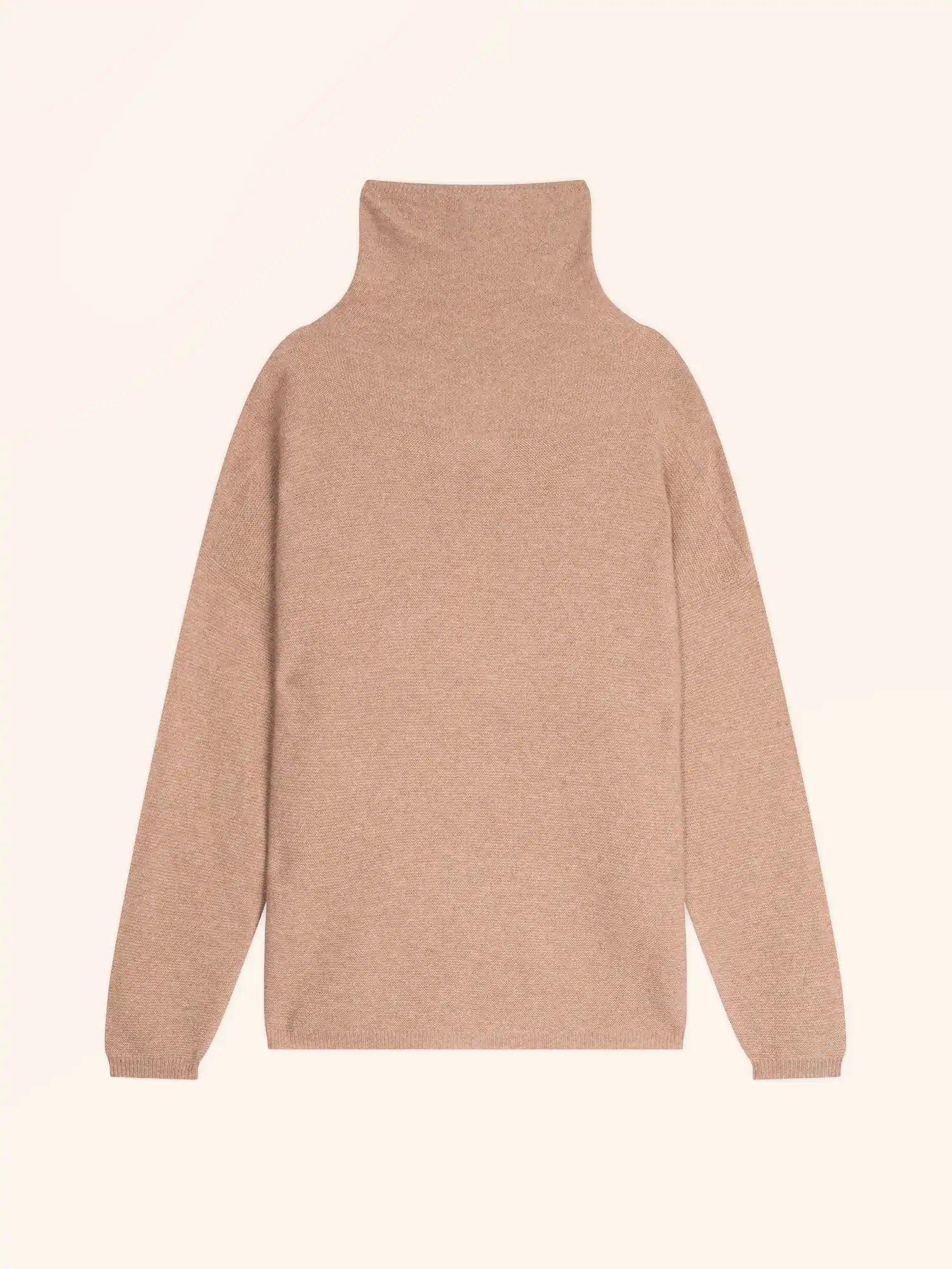 BLANTYRE pull col roulé camel chiné