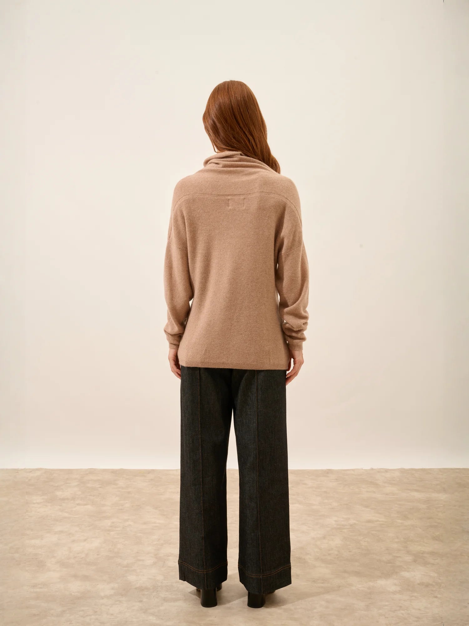 BLANTYRE pull col roulé camel chiné