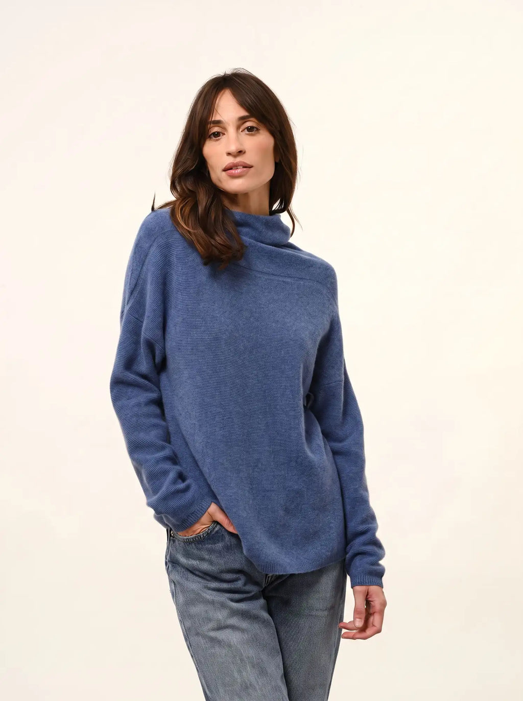 BLANTYRE pullover rollkragen blau denim