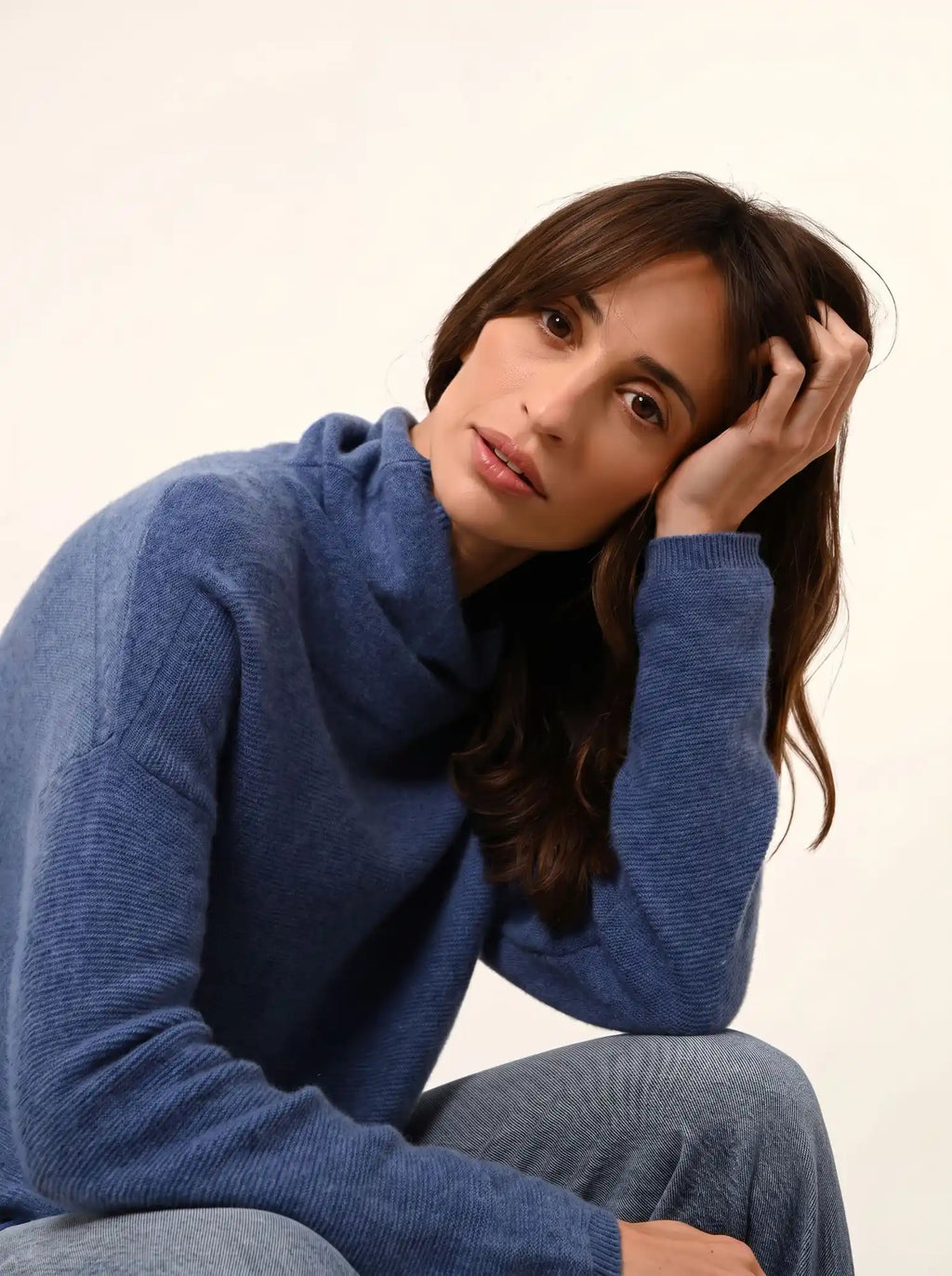 BLANTYRE pullover rollkragen blau denim
