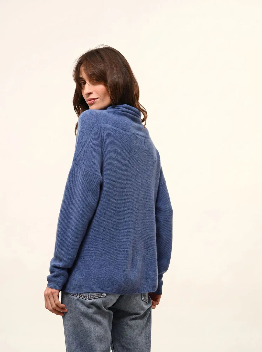 BLANTYRE pullover rollkragen blau denim