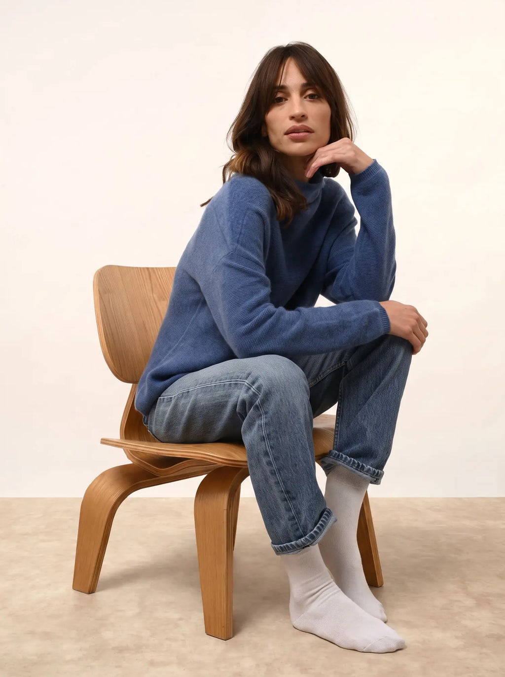 BLANTYRE pullover rollkragen blau denim