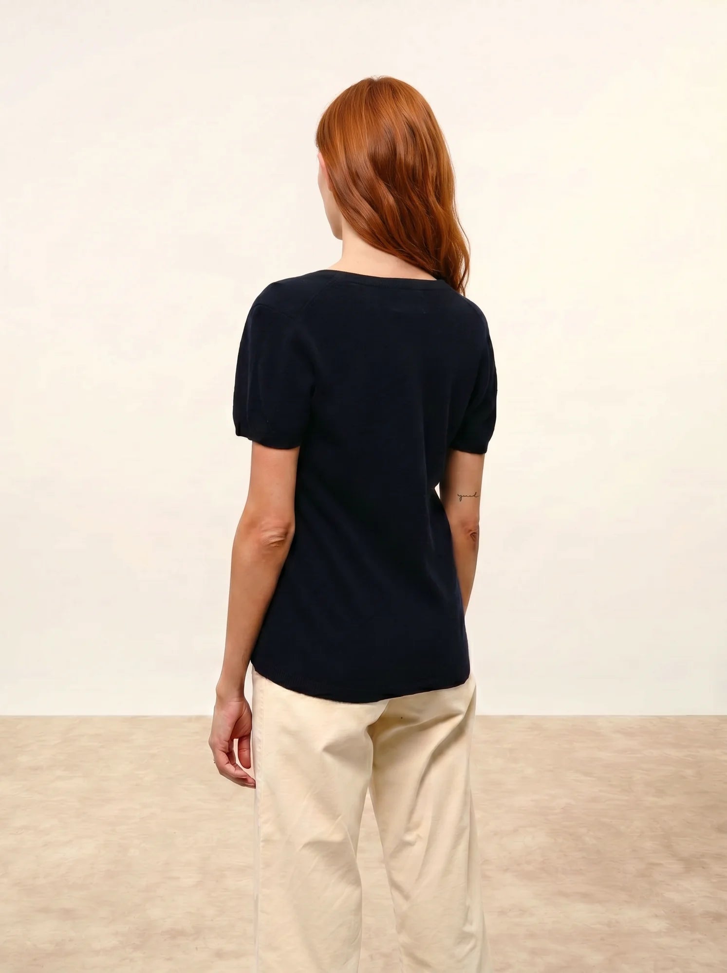 GLAMIS t-shirt col V bleu marine